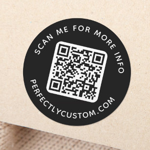 Sticker Rond Code QR et texte personnalisé rond noir