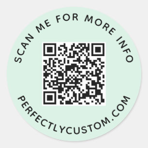 Sticker Rond Code QR et texte personnalisé vert menthe