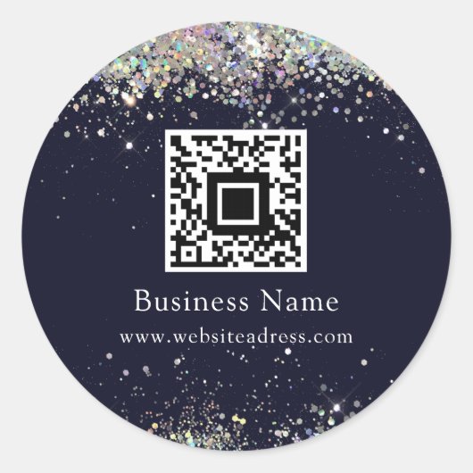 Sticker Rond Code QR HoloParties scintillant Business Blue (Devant)