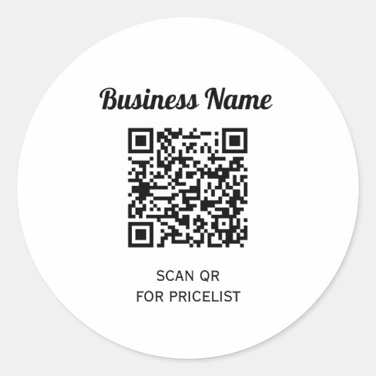 Sticker Rond Code QR Info minimale Noir Et Blanc Basique Clair (Devant)