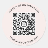 Sticker Rond Code QR Instagram Rose (Devant)