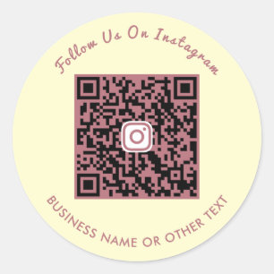 Sticker Rond Code QR Instagram Rose Gold Script Suivez-nous