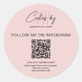 Sticker Rond Code QR Logo Monogramme Gâteau Boulangerie Rose En (Devant)