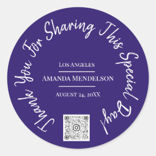 Sticker Rond Code QR Logo Spécial Merci Jour Bleu