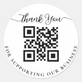 Sticker Rond Code QR merci de soutenir notre entreprise (Devant)