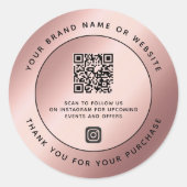 Sticker Rond Code QR Merci Métal Luxe Rose Doré (Devant)