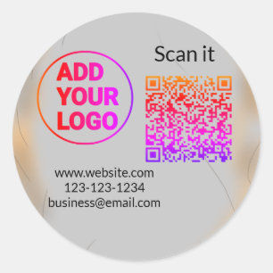 Sticker Rond Code QR minimal simple ajouter logo scanner nom du