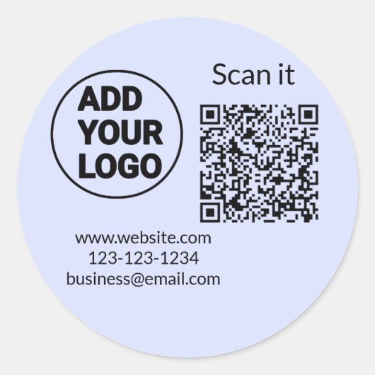 Sticker Rond Code QR minimal simple ajouter un logo scanner nom (Devant)