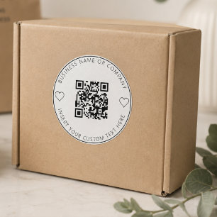 Sticker Rond Code QR Minimaliste Entreprise Blanc Simple