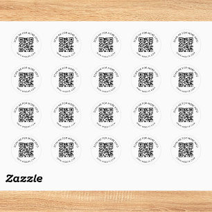 Sticker Rond Code QR minimaliste noir et blanc