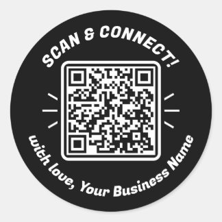 Sticker Rond Code QR moderne noir blanc avec amour
