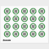 Sticker Rond Code QR moderne personnalisé Texte Vert forêt (Feuille)