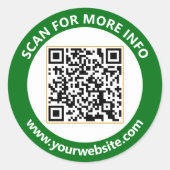 Sticker Rond Code QR moderne personnalisé Texte Vert forêt (Devant)