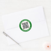 Sticker Rond Code QR moderne personnalisé Texte Vert forêt (Enveloppe)