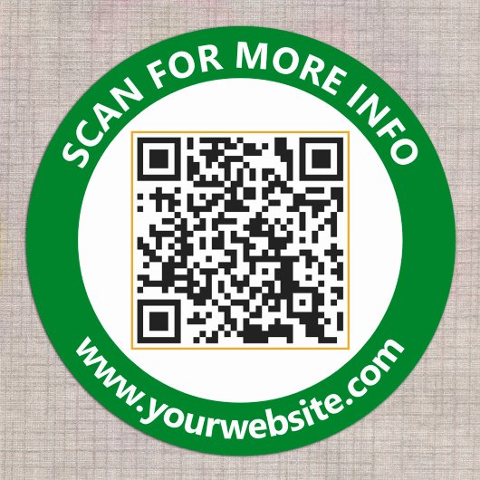 Sticker Rond Code QR moderne personnalisé Texte Vert forêt