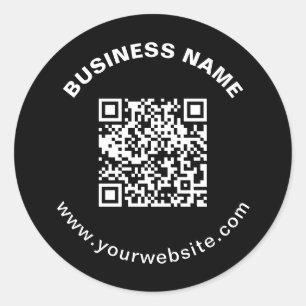 Sticker Rond Code QR & nom de l'entreprise avec texte circulair