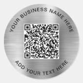 Sticker Rond Code QR ou logo promotionnel Argent classique rond (Devant)