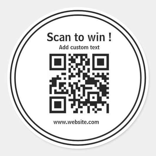 Sticker Rond code qr personnalisé concours url blanc simple Sti (Devant)