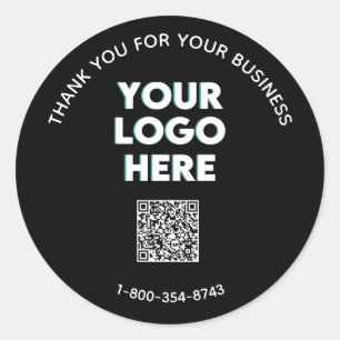 Sticker Rond Code QR personnalisé du logo du Merci d'affaires