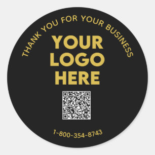 Sticker Rond Code QR personnalisé du logo du Merci d'affaires