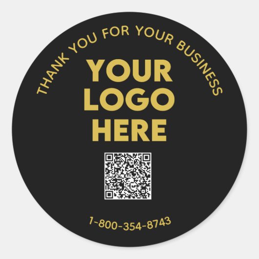 Sticker Rond Code QR personnalisé du logo du Merci d'affaires (Devant)