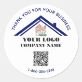 Sticker Rond Code QR personnalisé du logo du Merci d'affaires (Devant)