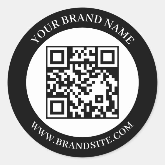 Sticker Rond Code QR personnalisé Noir & Blanc Design Classique (Devant)