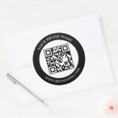 Sticker Rond Code QR personnalisé Noir & Blanc Design Classique (Enveloppe)