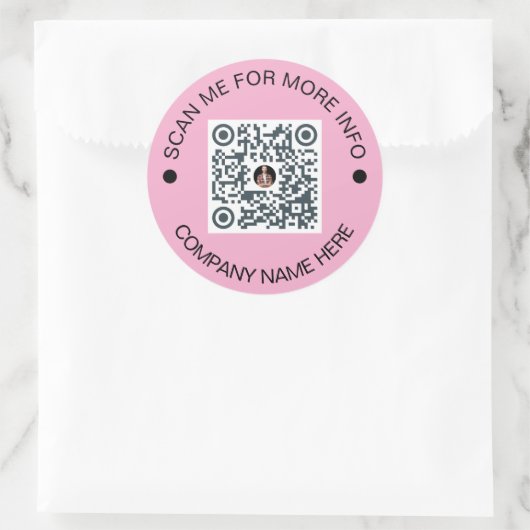 Sticker Rond Code QR personnalisé Rond rose étanche affaires (Sac)