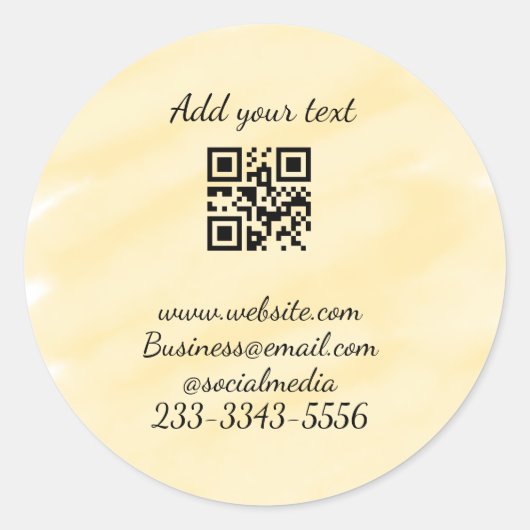 Sticker Rond code QR personnalisé simple ajouter votre nom text (Devant)