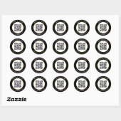 Sticker Rond Code QR personnalisé Texte noir blanc (Feuille)