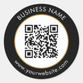 Sticker Rond Code QR personnalisé Texte noir blanc (Devant)