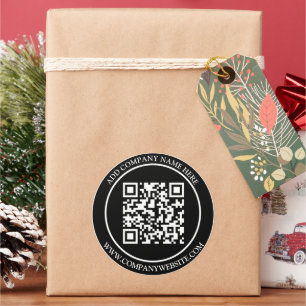 Sticker Rond Code QR personnalisé Texte noir blanc classique