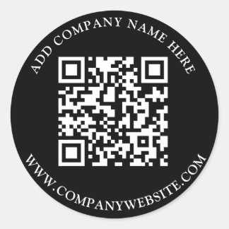 Sticker Rond Code QR personnalisé Texte noir blanc classique
