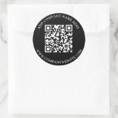 Sticker Rond Code QR personnalisé Texte noir blanc classique (Sac)