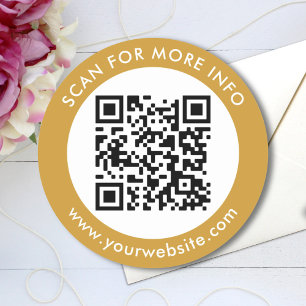 Sticker Rond Code QR personnalisé Texte noir blanc or