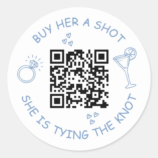 Sticker Rond Code QR pour la future mariée d'acheter une boisso (Devant)