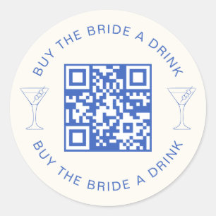 Sticker Rond Code QR pour offrir un verre à la mariée Enterreme