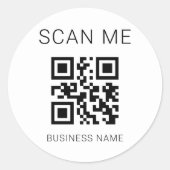 Sticker Rond Code QR professionnel blanc personnalisé pour les (Devant)