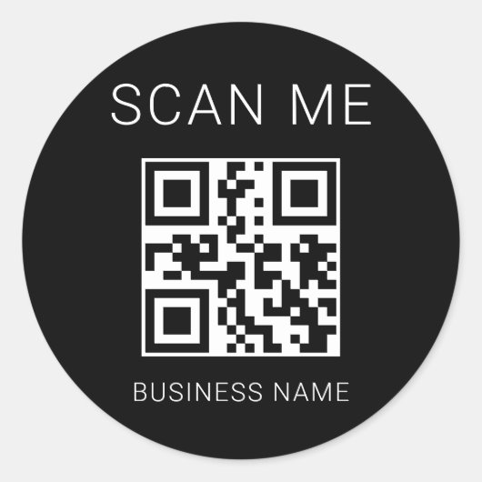 Sticker Rond Code QR professionnel noir entreprise personnalisé (Devant)