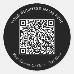 Sticker Rond Code QR professionnel - Noir promotionnel