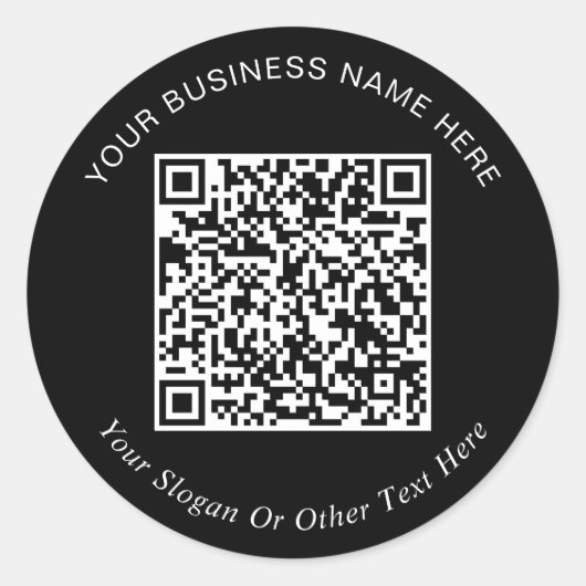 Sticker Rond Code QR professionnel - Noir promotionnel (Devant)