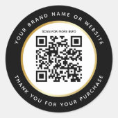 Sticker Rond Code QR scannable Luxe Noir Blanc Trait Doré (Devant)