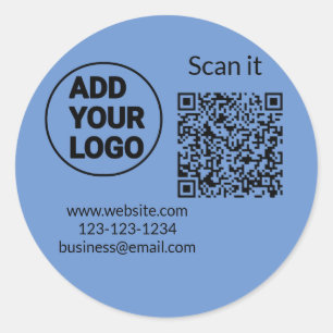 Sticker Rond Code QR simple minimaliste ajouter un logo scanner