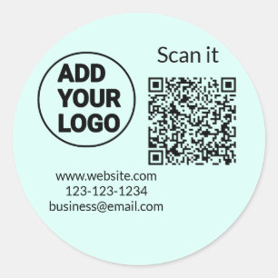 Sticker Rond Code QR simple minimaliste ajouter un logo scanner