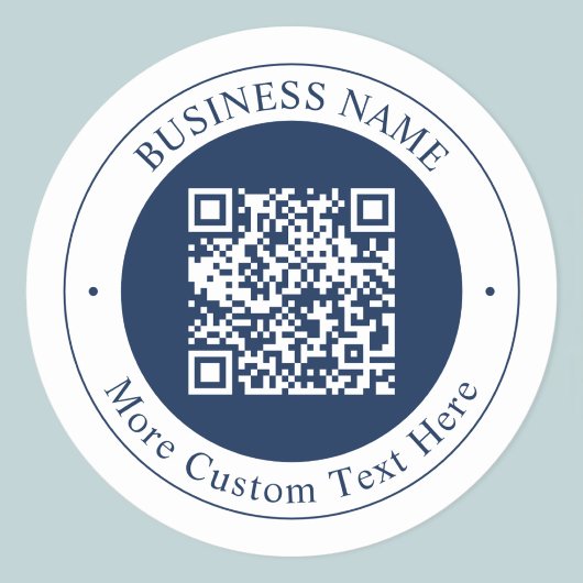 Sticker Rond Code QR & Texte personnalisables | Bleu marine fon