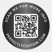 Sticker Rond Code QR texte personnalisé arrondi gris foncé dégr (Devant)