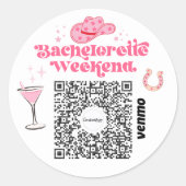 Sticker Rond Code QR Venmo de la future mariée - Payez un verre (Devant)