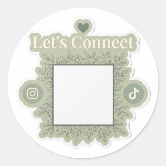 Sticker Rond Code QR Vert Sauge Allons Connecter Petite Entrepr
