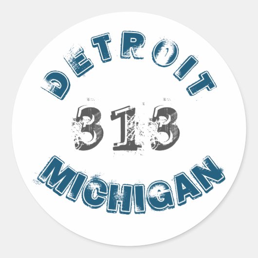 Sticker Rond Code régional du Michigan de Detroit (Devant)